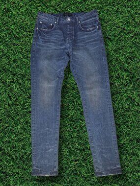 Purple Brand P001 Skinny Jeans Mid Indigo Waxed Wash Low Rise Size 32